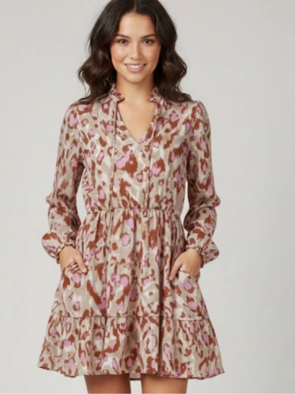 Jessica Simpson tiered, babydoll-style mini dress with a V-neckline